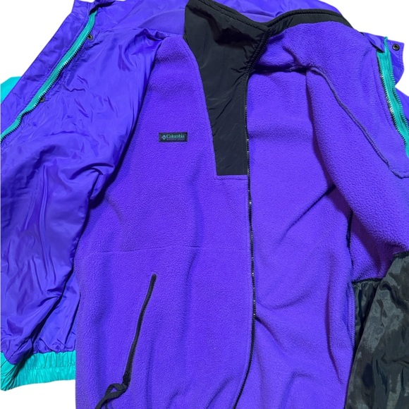 Vintage Columbia Bugaboo Ski Jacket Men’s XL Teal Purple Made in USA 90s - Picture 7 of 16